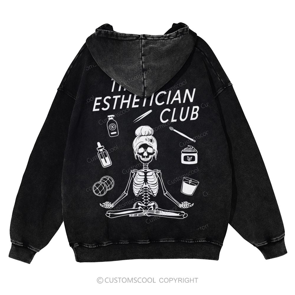 Tired Esthetician Club Casual Washed Hoodie