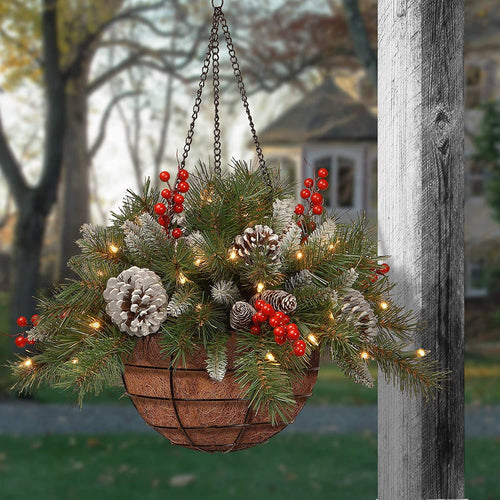 🔥Buy 1 Get 1 Free🔥Pre-Lit Artificial Christmas Hanging Basket