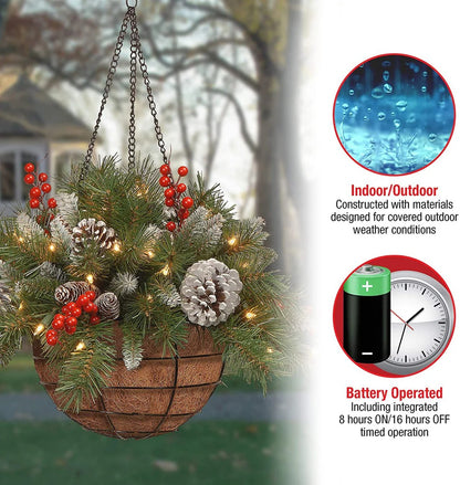 🔥Buy 1 Get 1 Free🔥Pre-Lit Artificial Christmas Hanging Basket