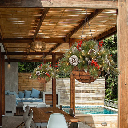 🔥Buy 1 Get 1 Free🔥Pre-Lit Artificial Christmas Hanging Basket