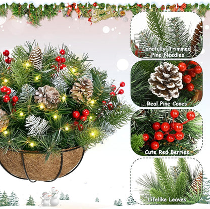 🔥Buy 1 Get 1 Free🔥Pre-Lit Artificial Christmas Hanging Basket